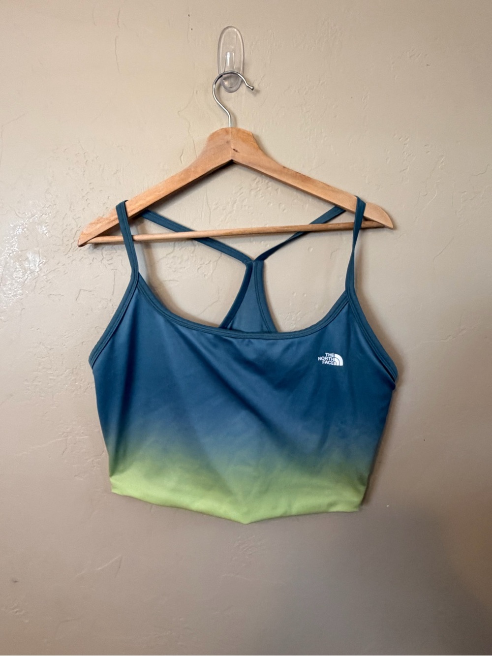 The North Face Teal-to-Lime Ombre Strappy Crop Tank